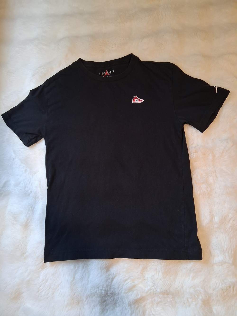 Jordan Men's Black Short Sleeve Tee with Red Sneaker Patch